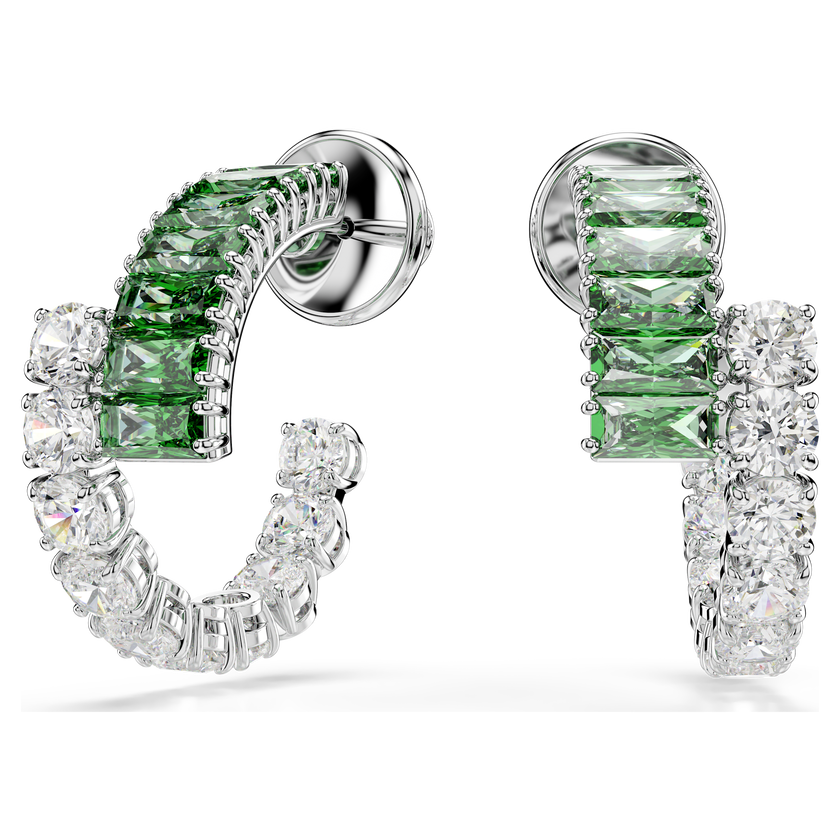 swarovski أقراط حلقية matrix، قطع متنوع، لون أخضر، طلاء روديوم