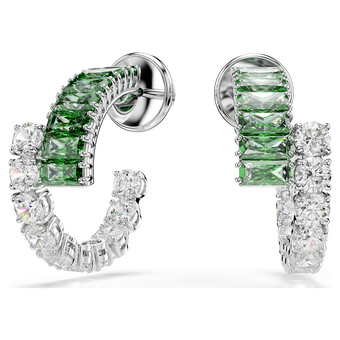 أقراط حلقية Matrix، قطع متنوع، لون أخضر، طلاء روديوم swarovski أقراط حلقية matrix، قطع متنوع، لون أخضر، طلاء روديوم