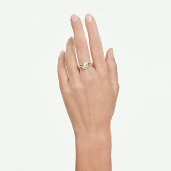 swarovski خاتم una angelic، قطع كوشن، لون أبيض، لمسة نهائية من الذهب عيار 18 قيراط