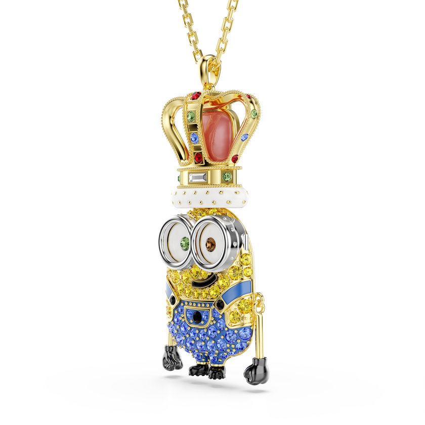 swarovski minions king bob pendant  pav   multicolored  gold tone plated