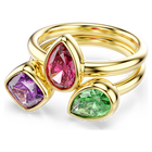swarovski خاتم كوكتيل imber، طقم من قطعتين، قطع متنوع، ألوان متعددة، لمسة نهائية من الذهب عيار 18 قيراط