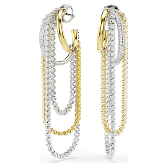 swarovski أقراط hyperbola، طبقات، قطع مستدير، لون أبيض، لمسة نهائية من معادن مختلطة