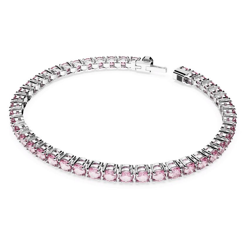 swarovski سوار matrix tennis، قطع مُستدير، لون وردي، طلاء روديوم