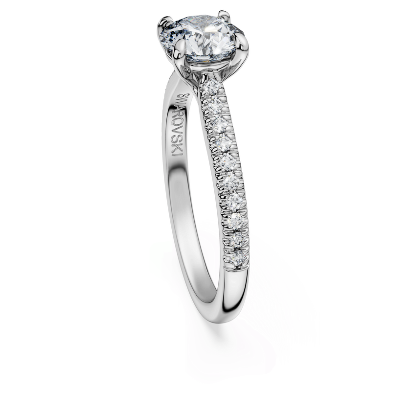 swarovski خاتم سوليتير eternity، أحجار ألماس مُصنعة في المختبر بإجمالي 1 2 قيراط، ذهب أبيض عيار 18