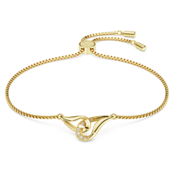swarovski سوار classica، قطع مستدير، تصميم متداخل، لون أبيض، فضة استرليني، لمسة نهائية من الذهب عيار 18 قيراط