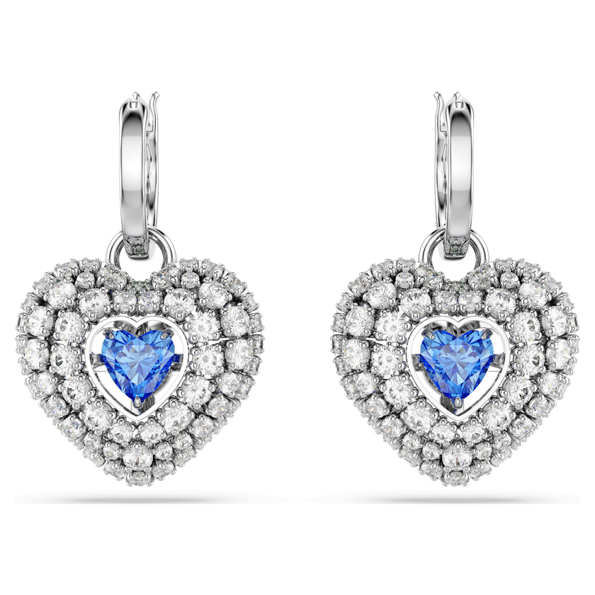 swarovski أقراط متدلية idyllia، على شكل قلب، لون أزرق، طلاء روديوم