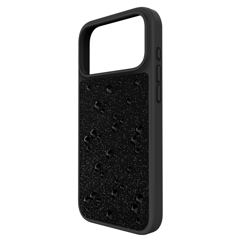 swarovski حافظة high للهاتف الذكي، كريستالات مسطحة من الخلف، iphone  17 pro max، لون أسود