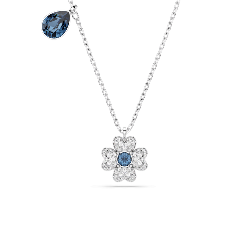 swarovski symbolica set  clover  blue  rhodium plated