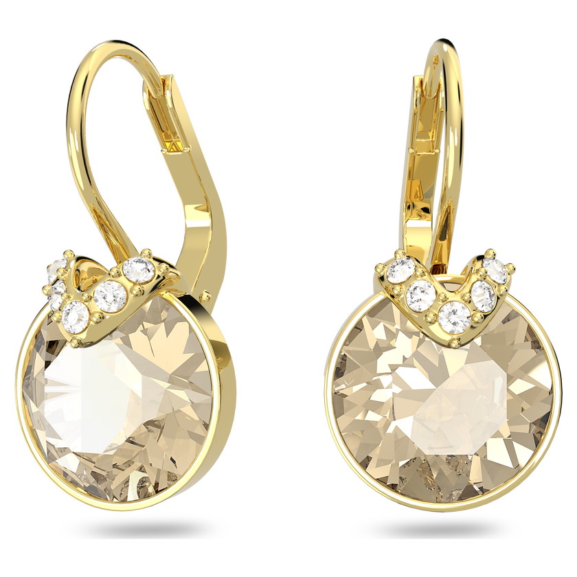 swarovski أقراط متدلية bella على شكل حرف v، قطع مُستدير، لون ذهبي، لمسة نهائية من الذهب عيار 18 قيراط
