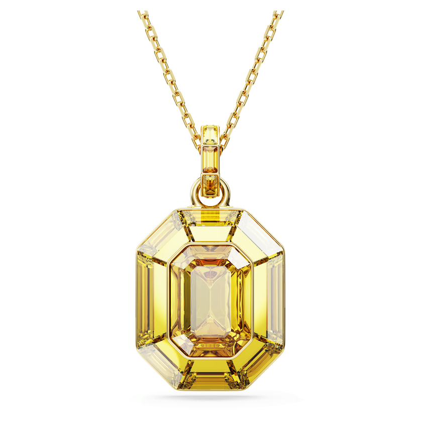 swarovski قلادة lucent، شكل مُثَمَّن، لون أصفر، طلاء باللون الذهبي