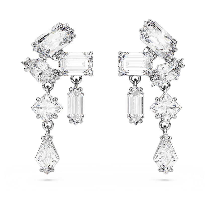 swarovski أقراط متدلية mesmera، قطع متنوع، لون أبيض، طلاء روديوم
