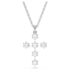 Insigne pendant, Round cut, Cross, White, Rhodium plated