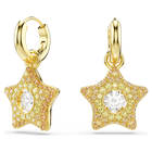 swarovski أقراط متدلية sublima، قطع مستدير، نجمة، ألوان متعددة، لمسة نهائية من الذهب عيار 18 قيراط