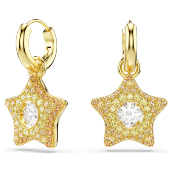 swarovski أقراط متدلية sublima، قطع مستدير، نجمة، ألوان متعددة، لمسة نهائية من الذهب عيار 18 قيراط