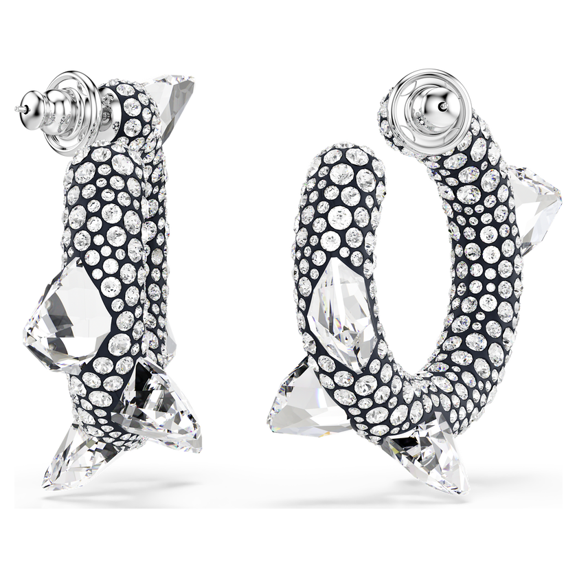 swarovski أقراط حلقية sublima، شكل سن مدبب، لون أبيض، طلاء روديوم