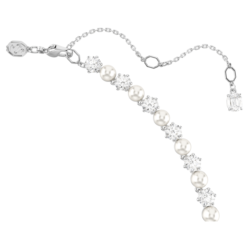 swarovski عقد matrix tennis، لآلئ كريستال، قطع مستدير، لون أبيض، طلاء روديوم