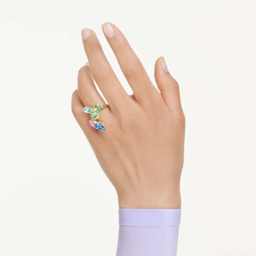 swarovski خاتم موتيف gema، قطع متنوع، ألوان متعددة، طلاء باللون الذهبي
