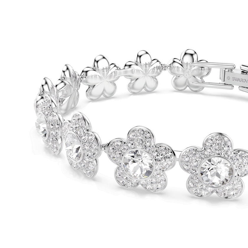سوار ariana grande x swarovski، قطع مستدير، شكل زهرة، لون أبيض، طلاء روديوم