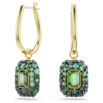 swarovski أقراط متدلية sublima، قطع مُثَمَّن، لون أخضر، لمسة نهائية من الذهب عيار 18 قيراط