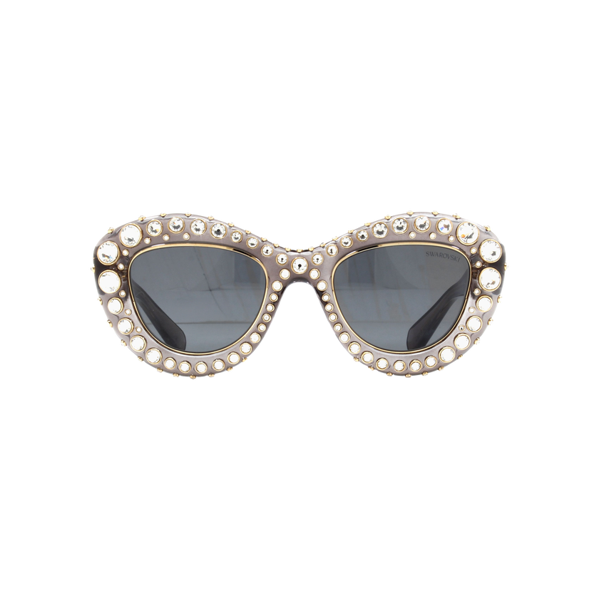 swarovski sunglasses  cat eye shape  sk6060  silver tone