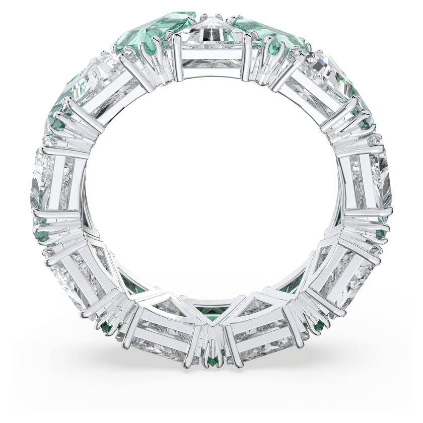 swarovski خاتم كوكتيل matrix، قطع مثلث، لون أخضر، طلاء روديوم