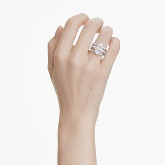 swarovski خاتم كوكتيل hyperbola، قطع متنوع، لون أبيض، طلاء روديوم