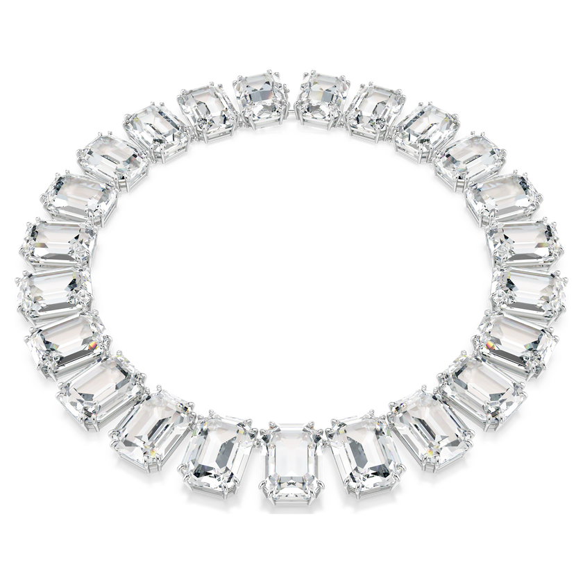 swarovski عقد millenia tennis، قطع مثمن، لون أبيض، طلاء روديوم