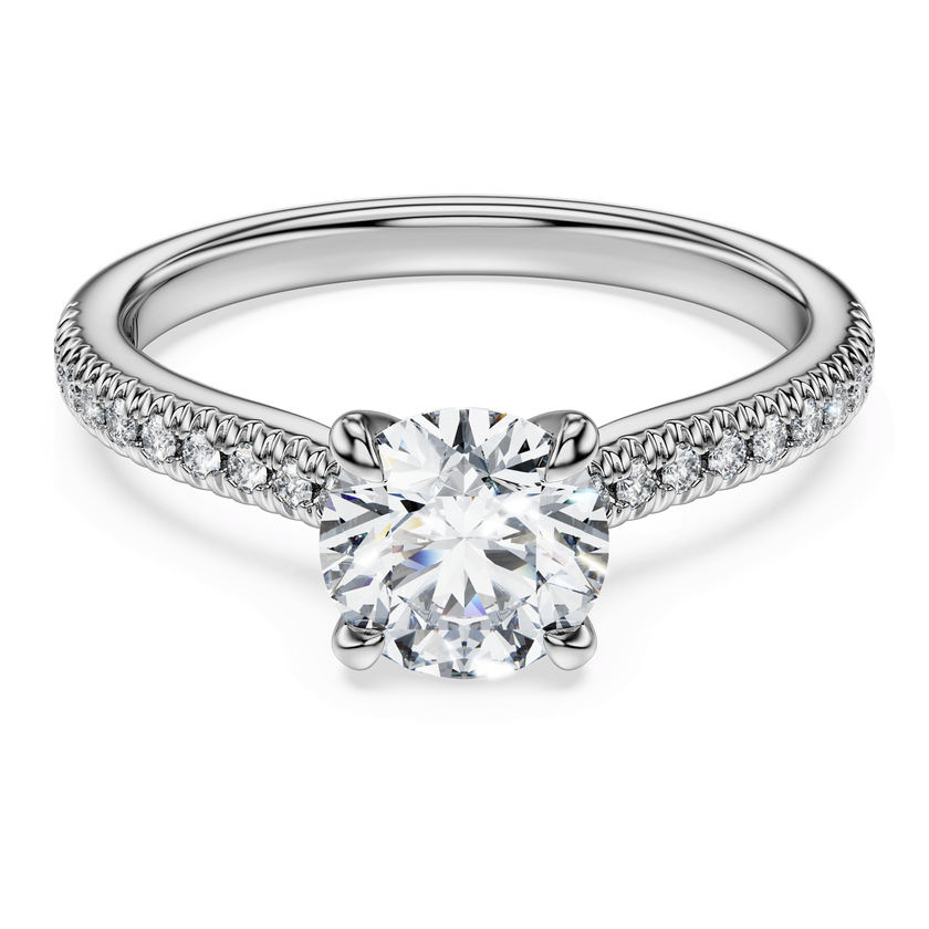 swarovski خاتم سوليتير eternity، أحجار ألماس مُصنعة في المختبر بإجمالي 1 2 قيراط، ذهب أبيض عيار 18