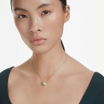 swarovski قلادة bella على شكل حرف v، قطع مستدير، لون أبيض، طلاء روديوم