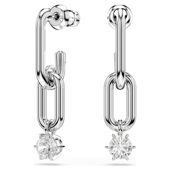 swarovski أقراط متدلية constella، لآلئ كريستال، قطع مستدير، لون أبيض، طلاء روديوم