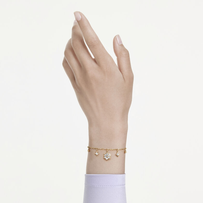 swarovski سوار magic، قطع متنوع، ندفة ثلج، لون أبيض، لمسة نهائية من الذهب عيار 18 قيراط