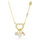 swarovski قلادة idyllia، قطع متنوع، شكل قلب، شكل مفتاح، لون وردي، طلاء باللون الذهبي