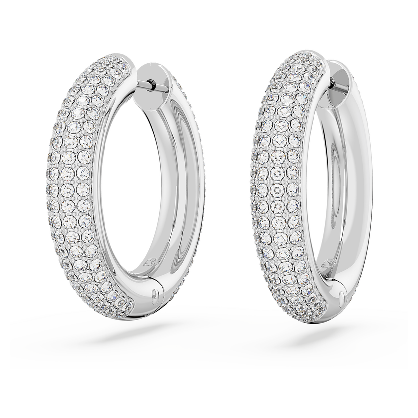 swarovski أقراط dextera حلقية، حجم متوسط، لون أبيض، طلاء روديوم