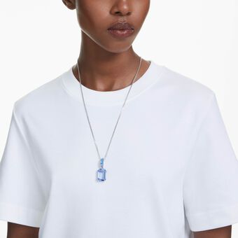 swarovski قلادة millenia، قطع مثمن، لون أزرق، طلاء روديوم