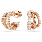 swarovski أقراط حلقية hyperbola، قطع متنوع، صغير، لون أبيض، طلاء باللون الذهبي الوردي