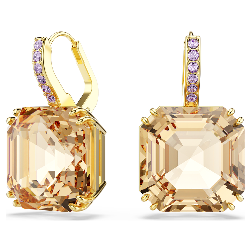 swarovski أقراط متدلية millenia، قطع متنوع، لون كراميل، طلاء باللون الذهبي