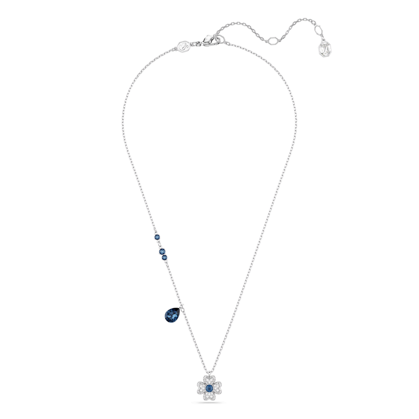 swarovski symbolica necklace  clover  blue  rhodium plated