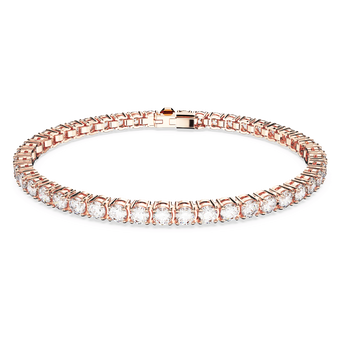 swarovski سوار matrix tennis، قطع مستدير، لون أبيض، طلاء بلون ذهبي وردي