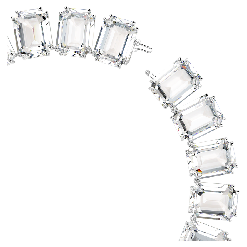 swarovski عقد millenia tennis، قطع مثمن، لون أبيض، طلاء روديوم