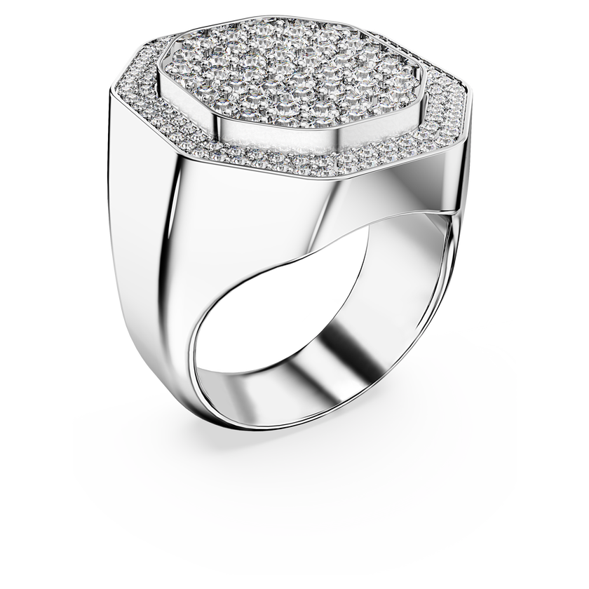 swarovski خاتم dextera كوكتيل، قطع مثمن، لون أبيض، طلاء روديوم