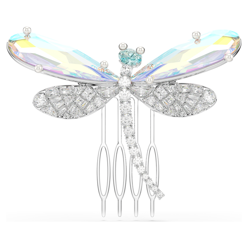 بروش وإكسسوار للشعر ariana grande x swarovski، قطع متنوع، شكل يعسوب، لون أخضر، طلاء روديوم