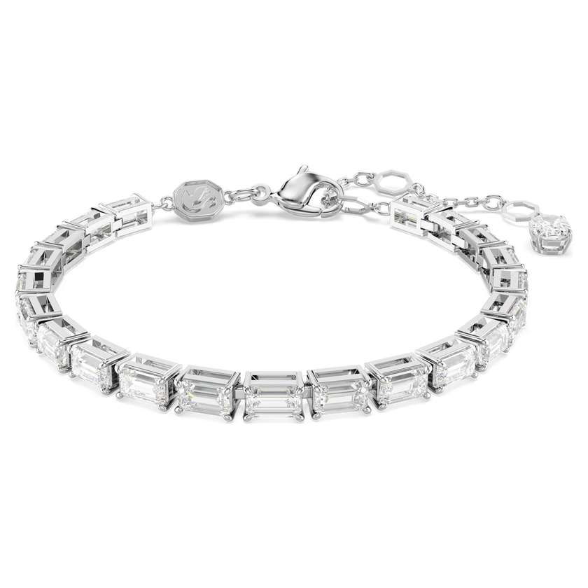 swarovski سوار matrix tennis، قطع باغيت، لون أبيض، طلاء روديوم