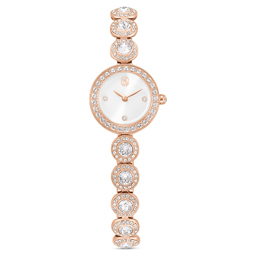 swarovski ساعة una angelic، سوار كريستال، لون ذهبي وردي، لمسة نهائية باللون الذهبي الوردي