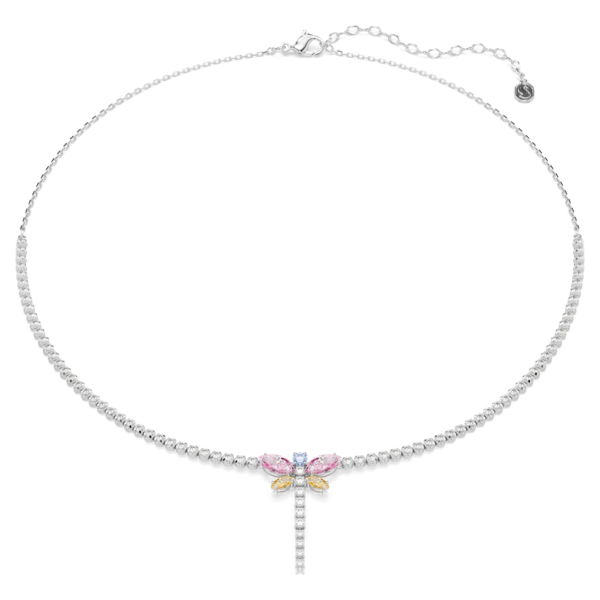 عقد ariana grande x swarovski tennis على شكل حرف y، قطع متنوع، شكل يعسوب، ألوان متعددة، طلاء روديوم