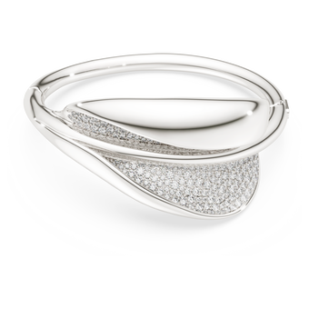swarovski سوار classica، تصميم مميز، قطع مُستدير، لون أبيض، فضة استرليني