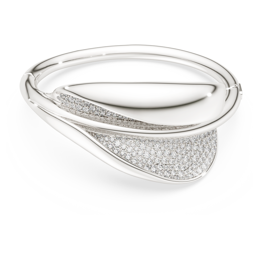 swarovski سوار classica، تصميم مميز، قطع مُستدير، لون أبيض، فضة استرليني