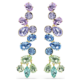 swarovski أقراط متدلية gema، قطع متنوع، تصميم كالثريا، طويلة، ألوان متعددة، طلاء باللون الذهبي