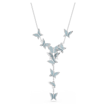 swarovski عقد lilia y، على شكل فراشة، لون أزرق، طلاء روديوم