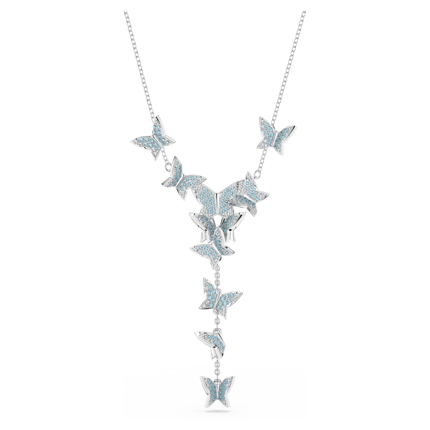 swarovski عقد lilia y، على شكل فراشة، لون أزرق، طلاء روديوم