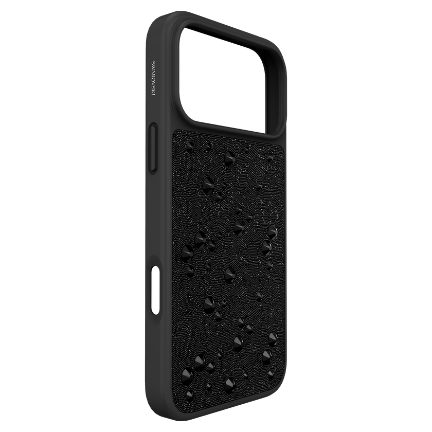 swarovski حافظة high للهاتف الذكي، كريستالات مسطحة من الخلف، iphone  17 pro max، لون أسود